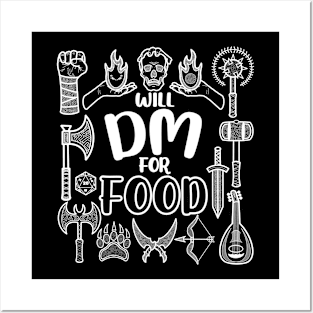 Will DM For Food Dungeon Tabletop RPG TTRPG D20 Dice Funny Posters and Art